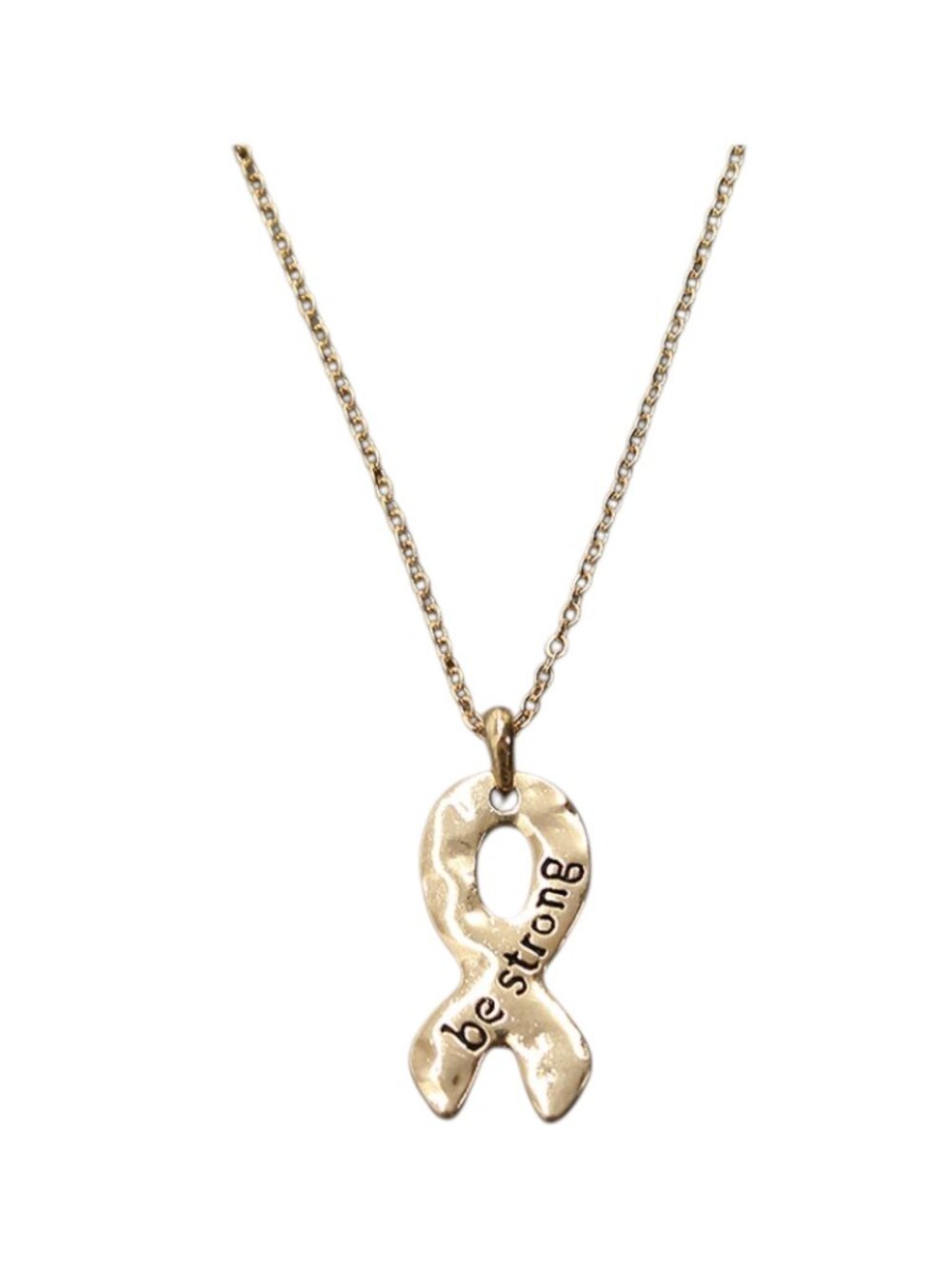 Goldtone Be Strong Modern Metallic Ribbon Pendant Necklace